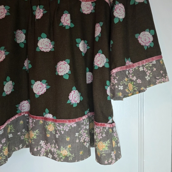 Canda International Floral Smock Top – Approximate Size S – Brown, Rose Pink  - Picture 3 of 7